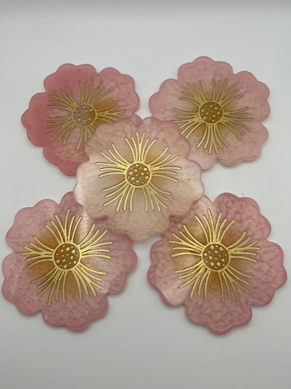 Flower Coaster Set with Tray