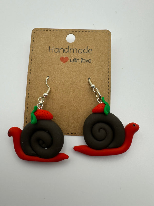 Strawberry Snail Earrings